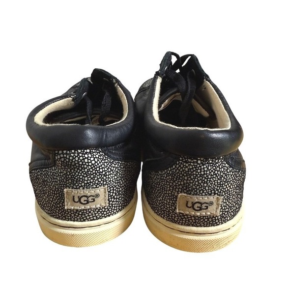 UGG Taya Womens 8.5 Pre-Owned Stingray Leather Black/White CapToe Sneakers Shoes - Picture 6 of 11